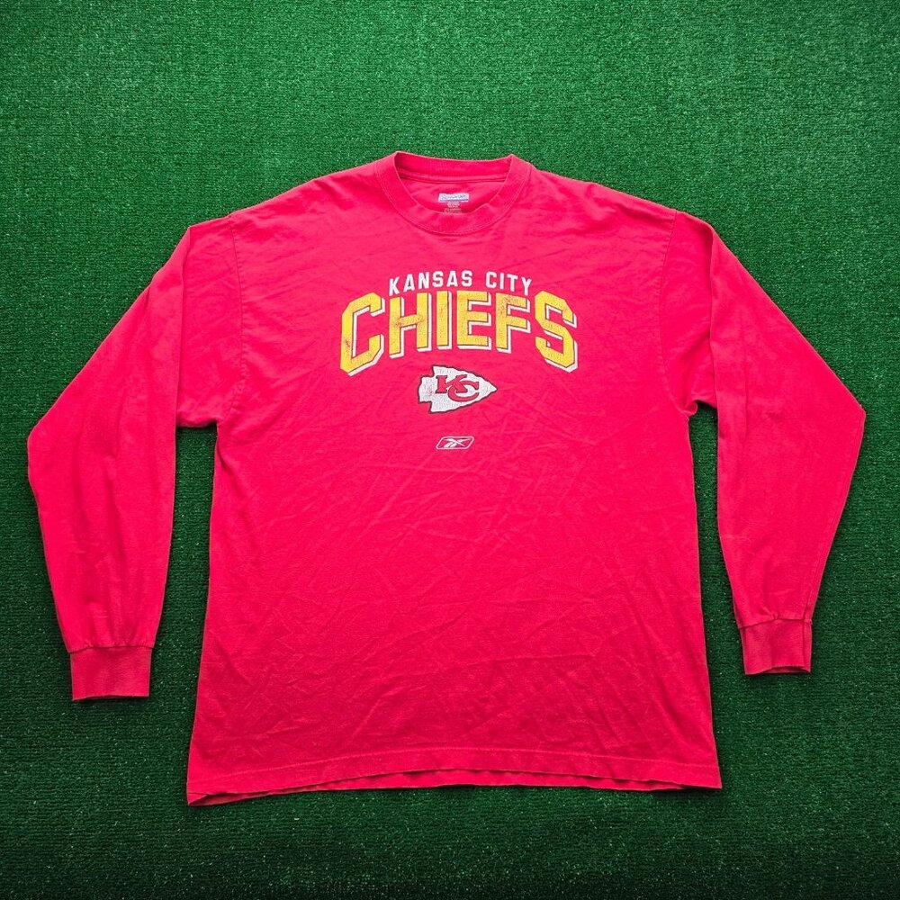 Kansas City Chiefs Tshirt Mens XL Red Long Sleeve Reebok Vintage NFL‎ Football